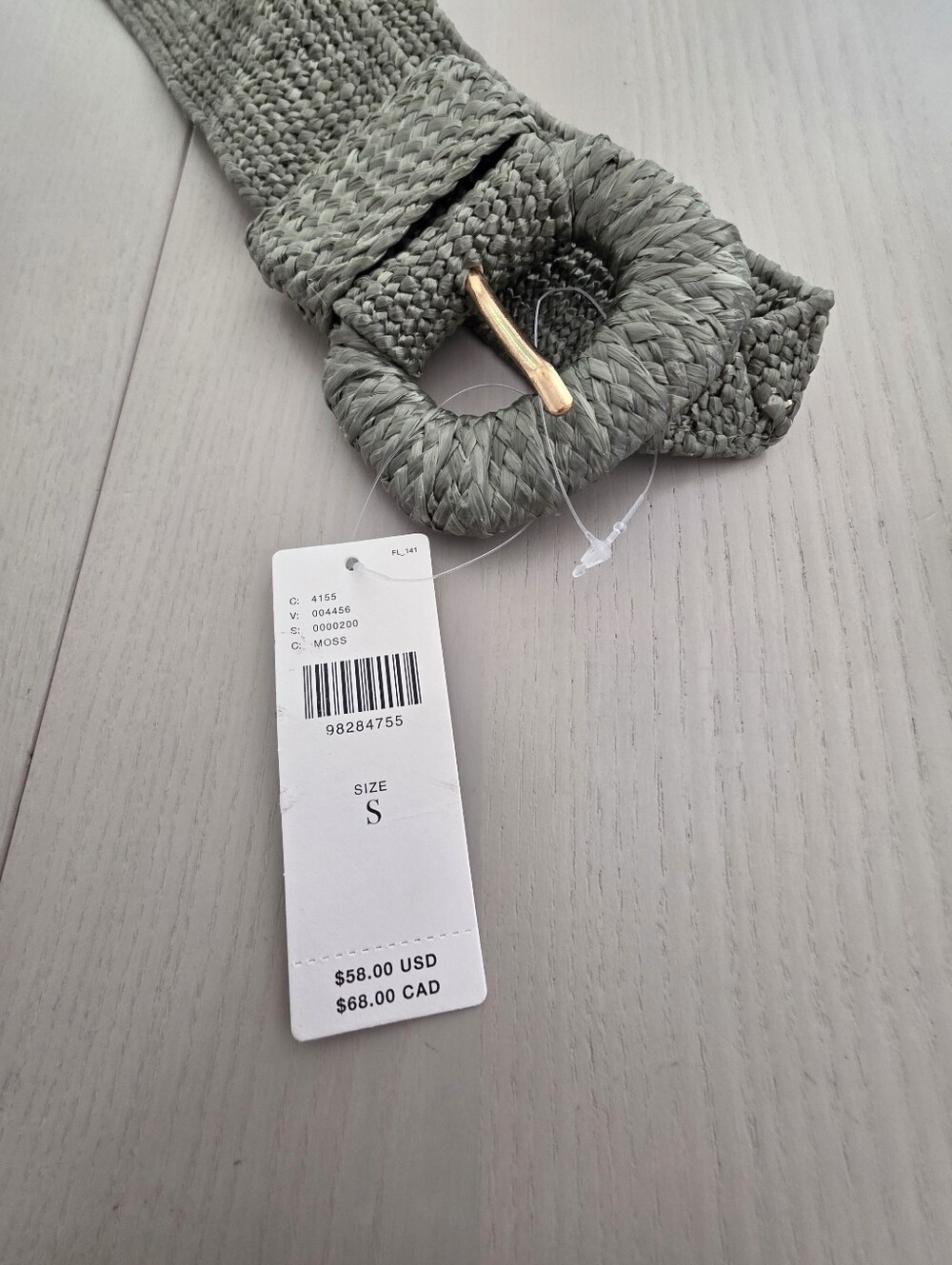 Anthropologie Raffia-Wrapped Stretch Waist Belt - Green Olive Sz S $58 - Picture 4 of 9